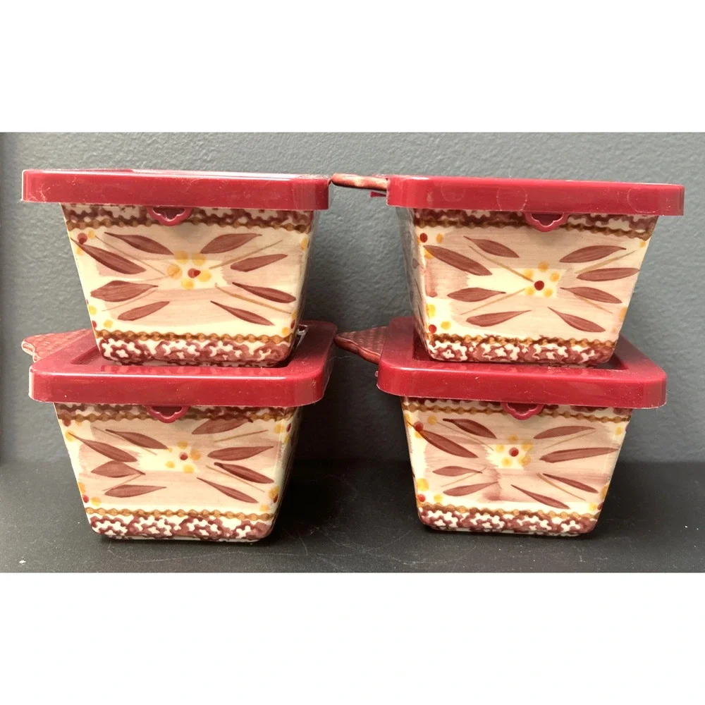 Set of 4 Temptations Presentable Ovenware 10oz Old World Baking Dishes With Lids